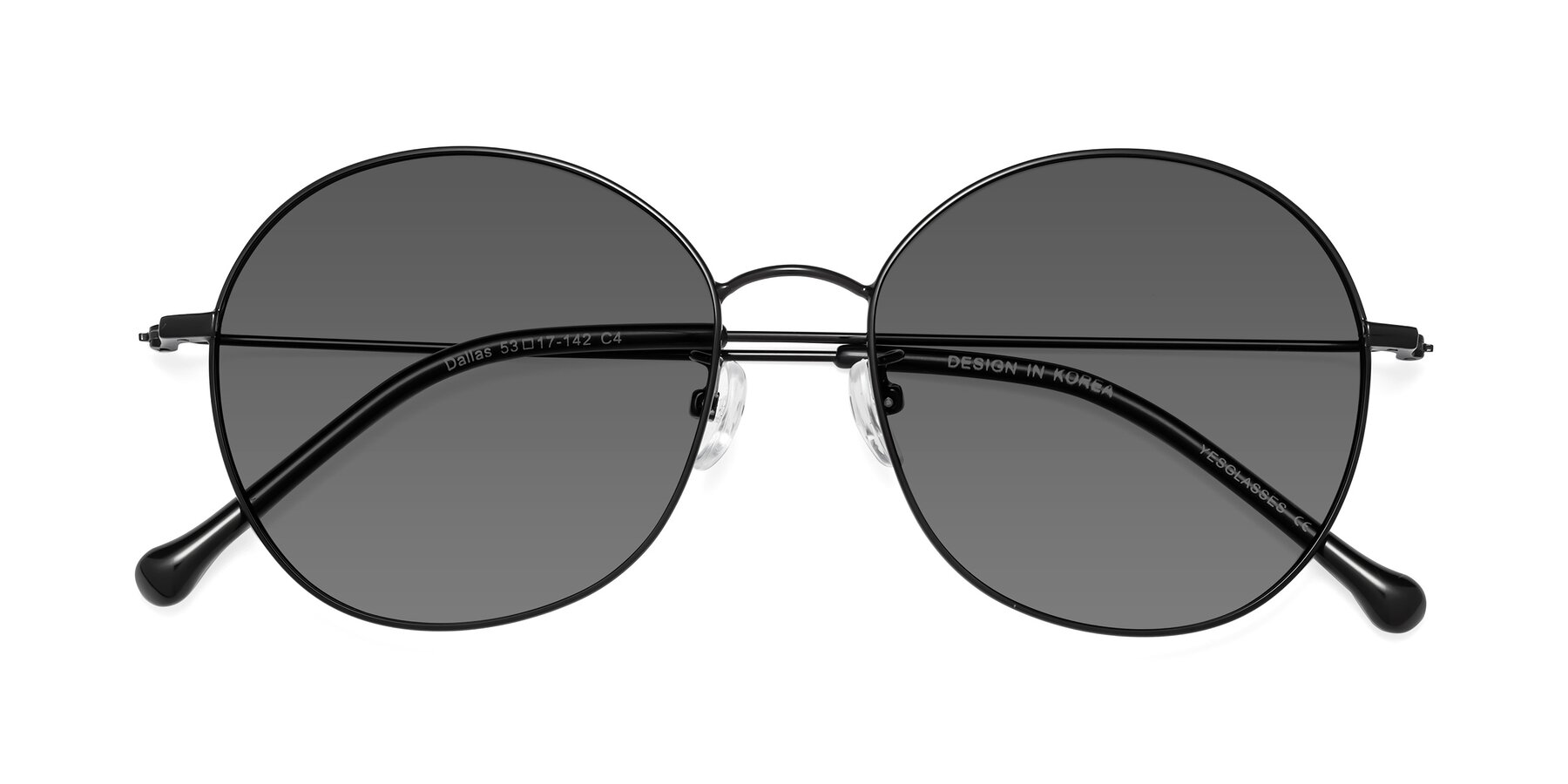 Folded Front of Dallas in Black with Medium Gray Tinted Lenses