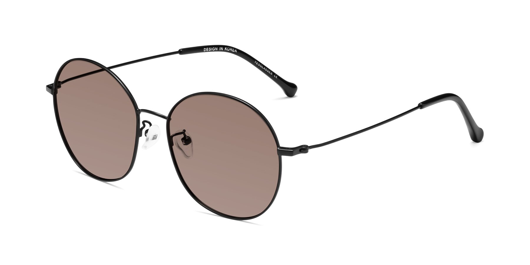 Angle of Dallas in Black with Medium Brown Tinted Lenses