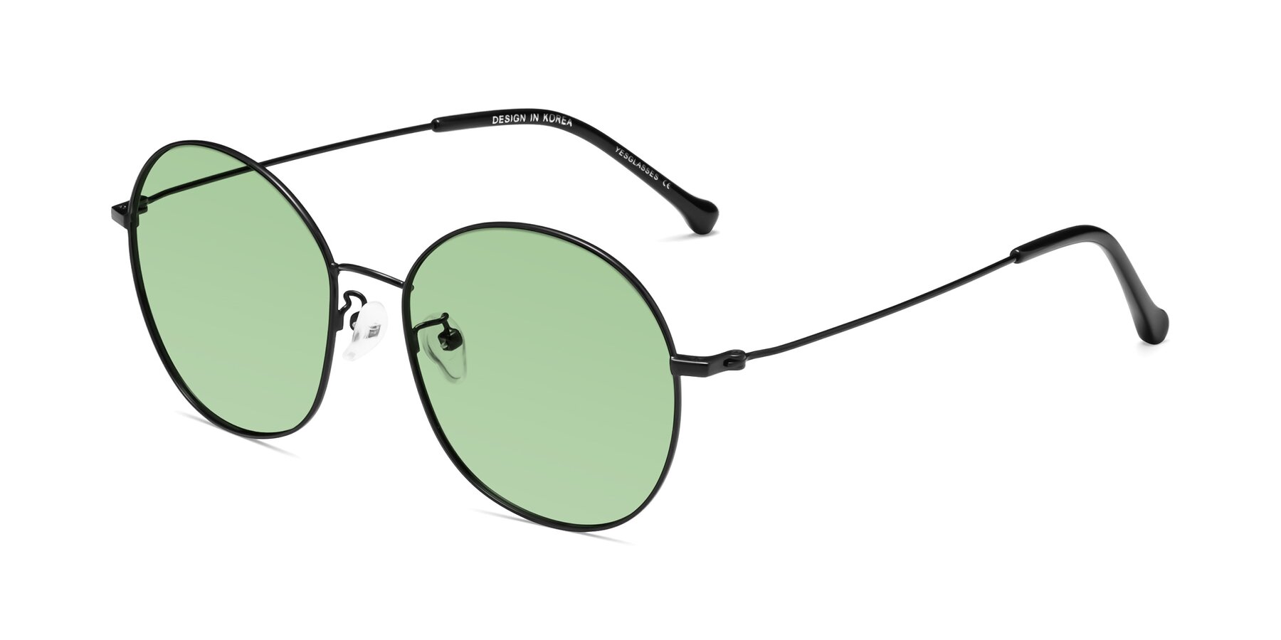 Angle of Dallas in Black with Medium Green Tinted Lenses