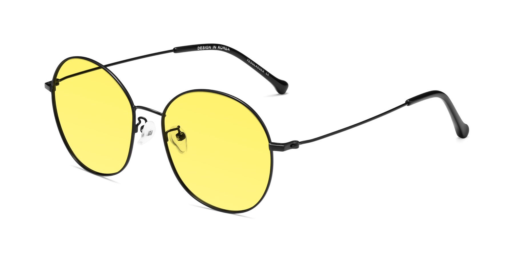 Angle of Dallas in Black with Medium Yellow Tinted Lenses