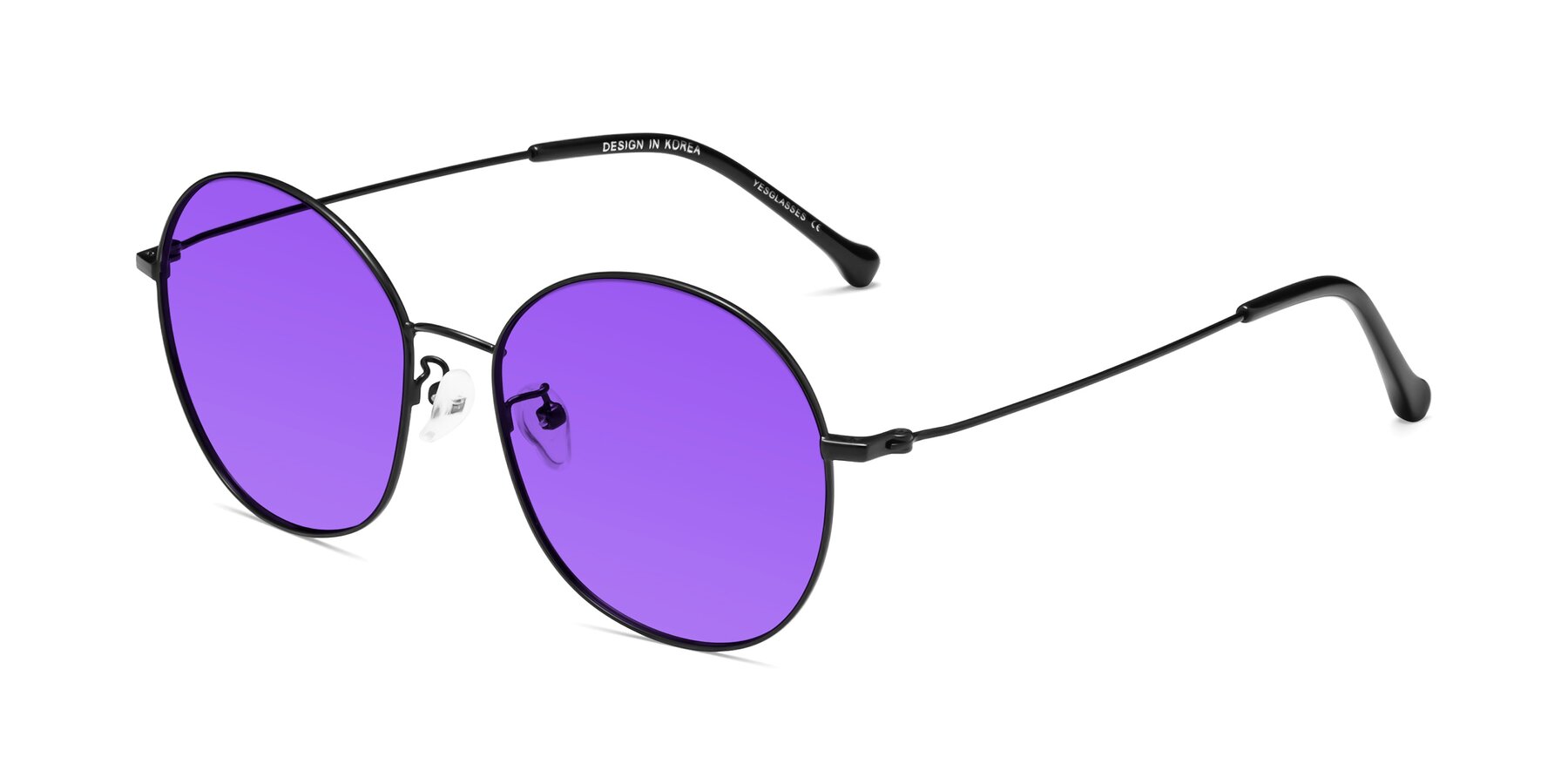 Angle of Dallas in Black with Purple Tinted Lenses