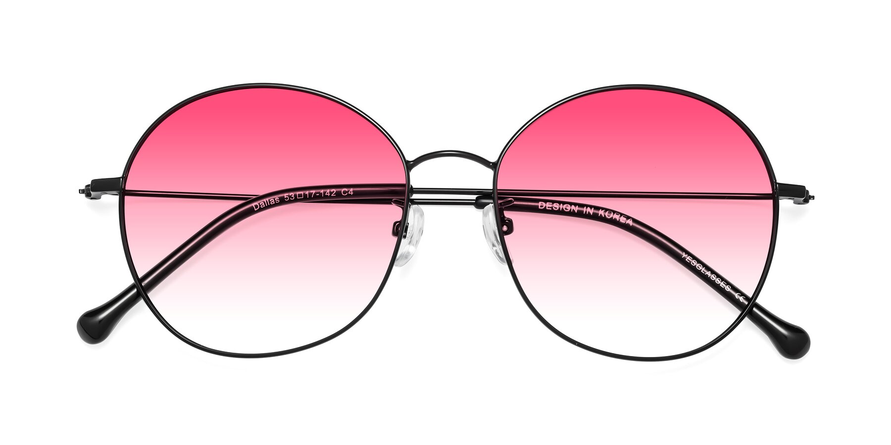 Folded Front of Dallas in Black with Pink Gradient Lenses