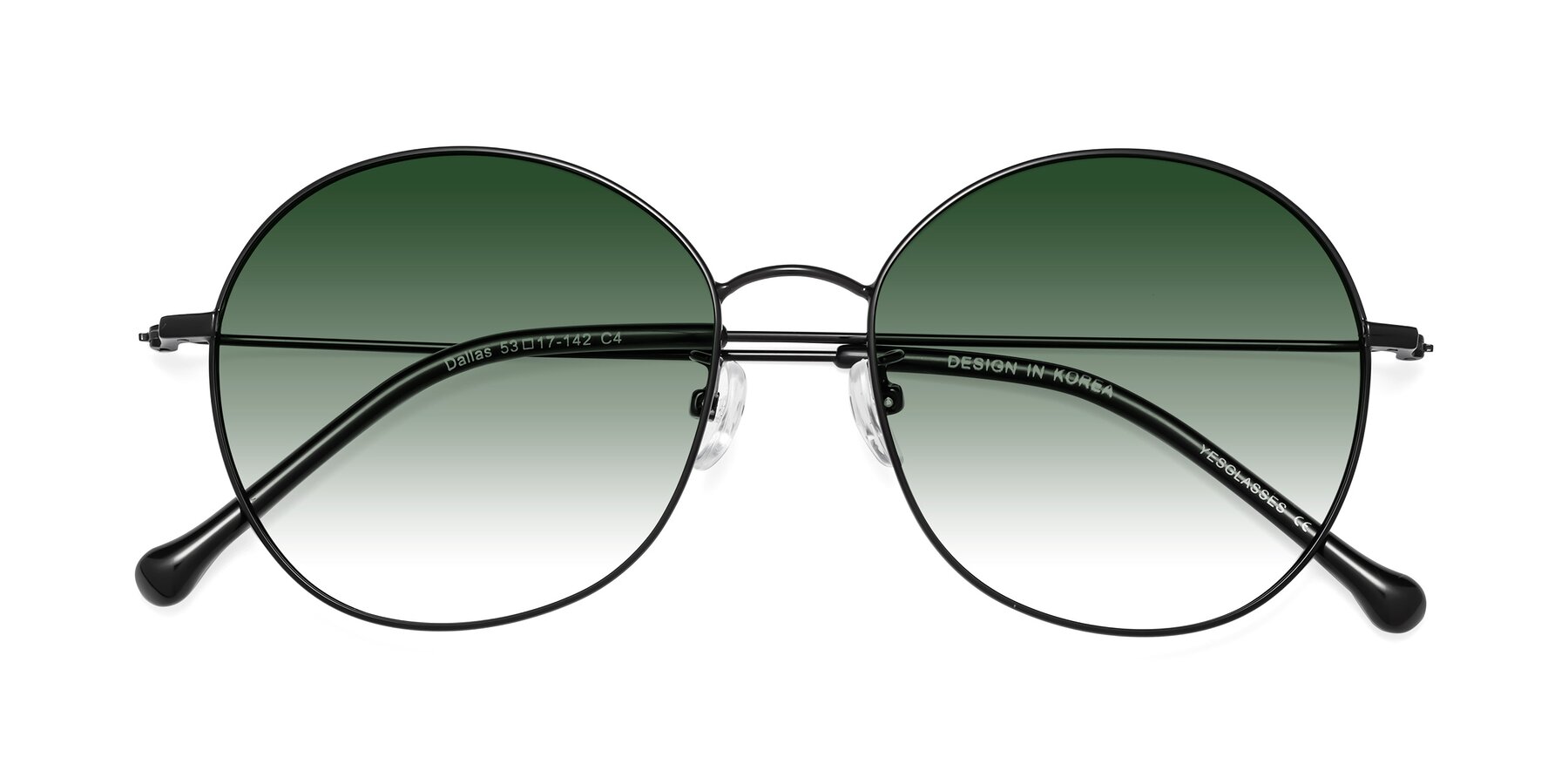 Folded Front of Dallas in Black with Green Gradient Lenses