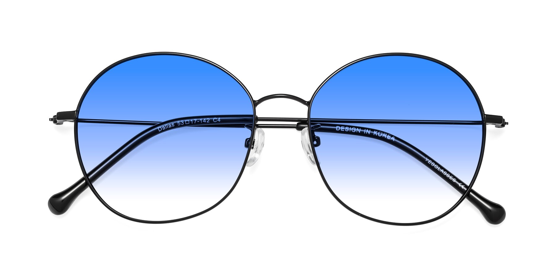 Folded Front of Dallas in Black with Blue Gradient Lenses