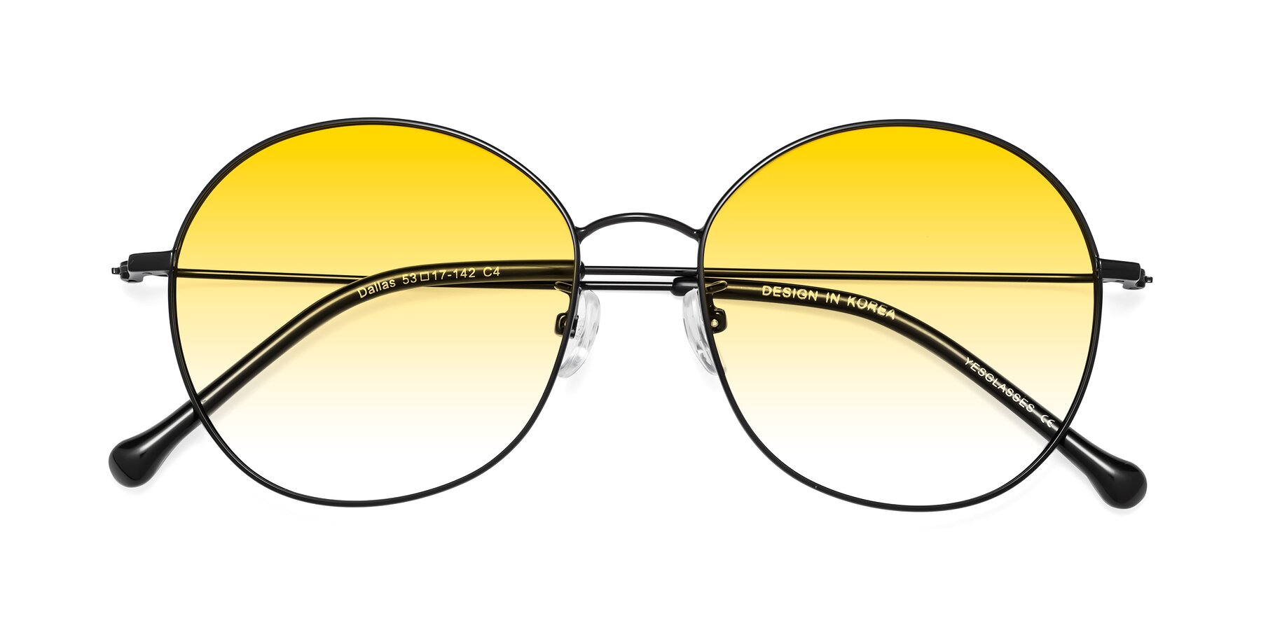 Folded Front of Dallas in Black with Yellow Gradient Lenses