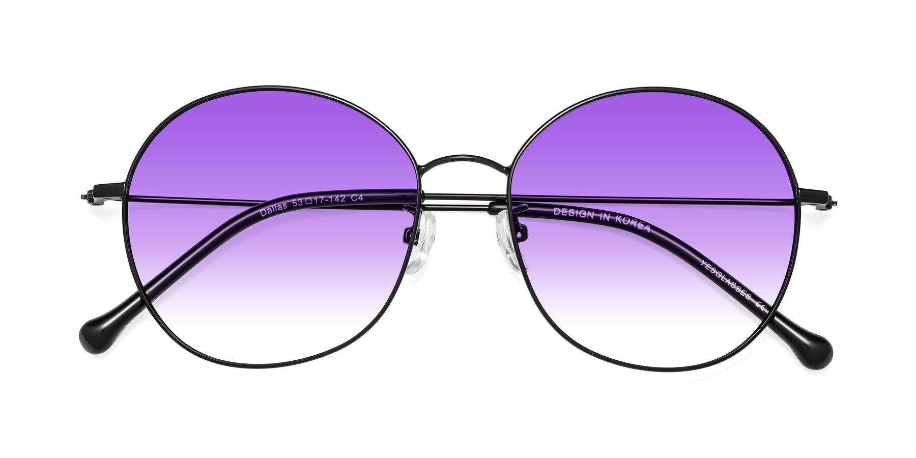 Folded Front of Dallas in Black with Purple Gradient Lenses