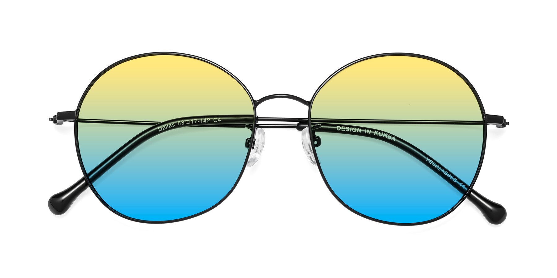Folded Front of Dallas in Black with Yellow / Blue Gradient Lenses