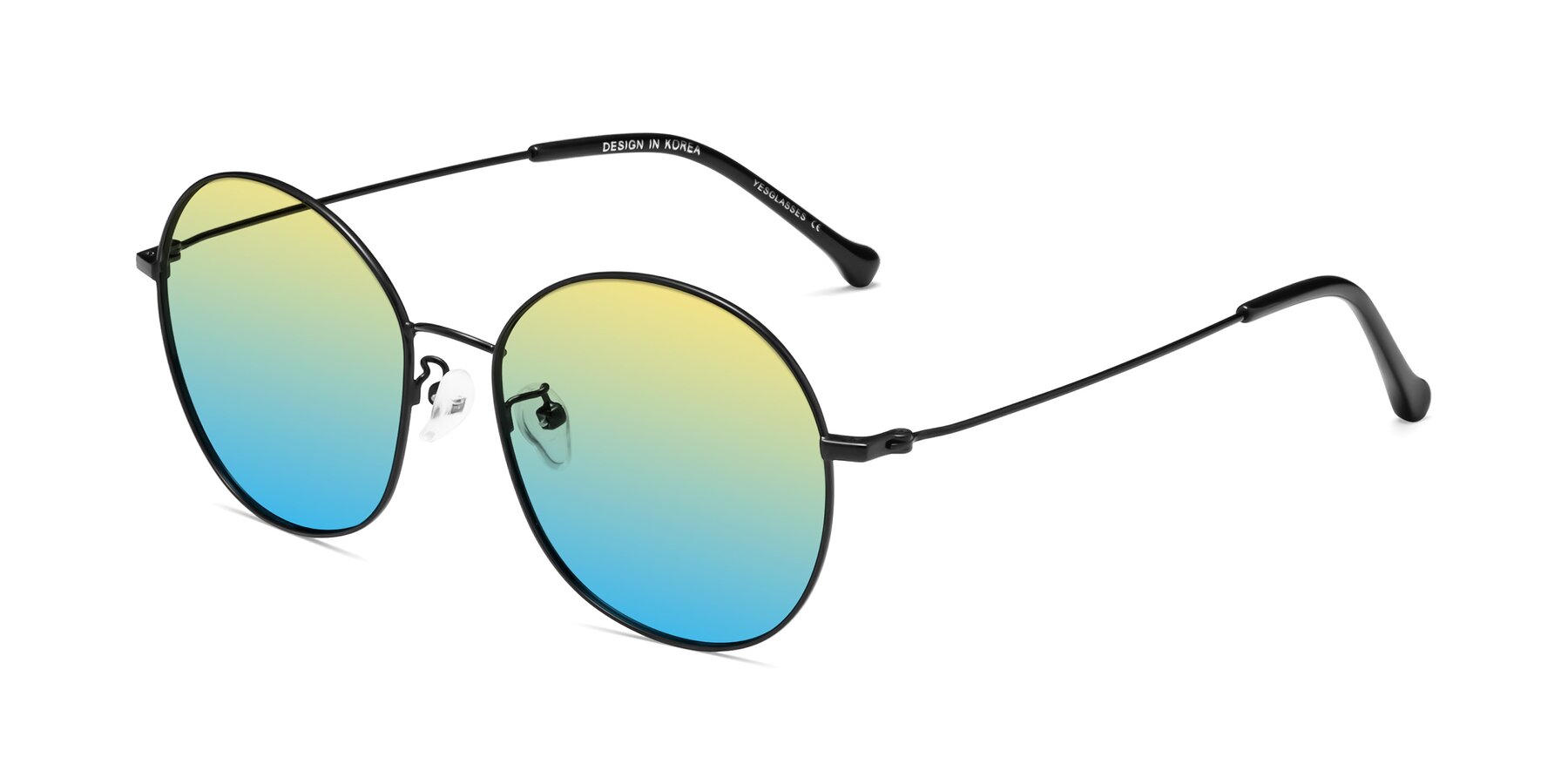 Angle of Dallas in Black with Yellow / Blue Gradient Lenses