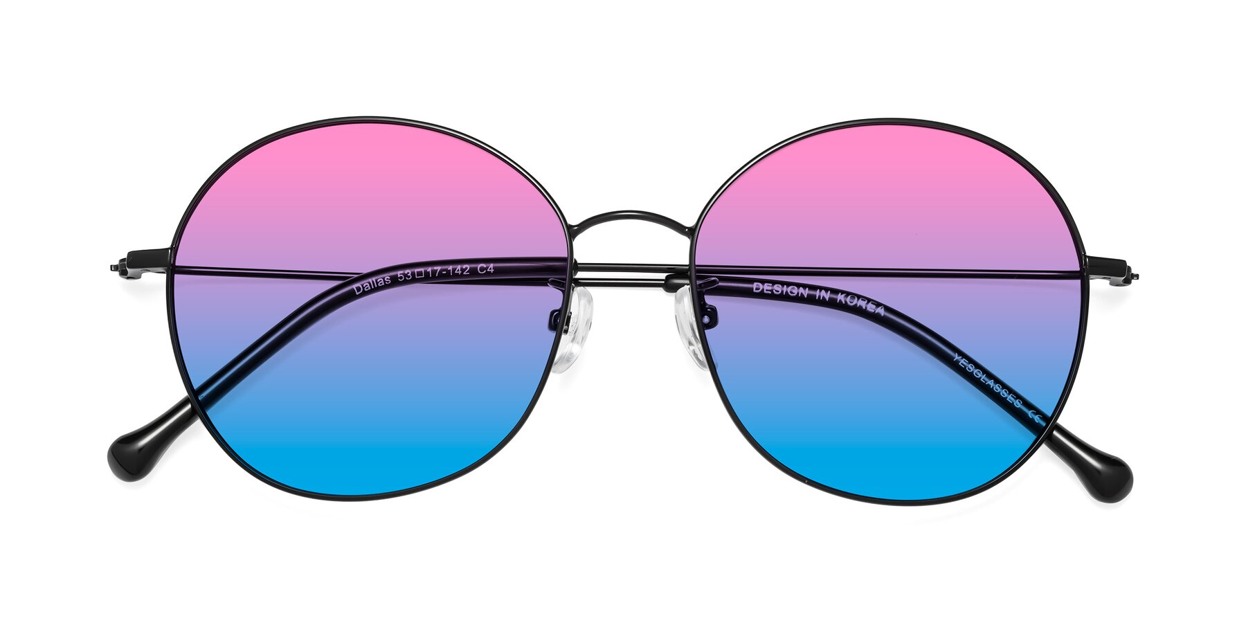 Folded Front of Dallas in Black with Pink / Blue Gradient Lenses
