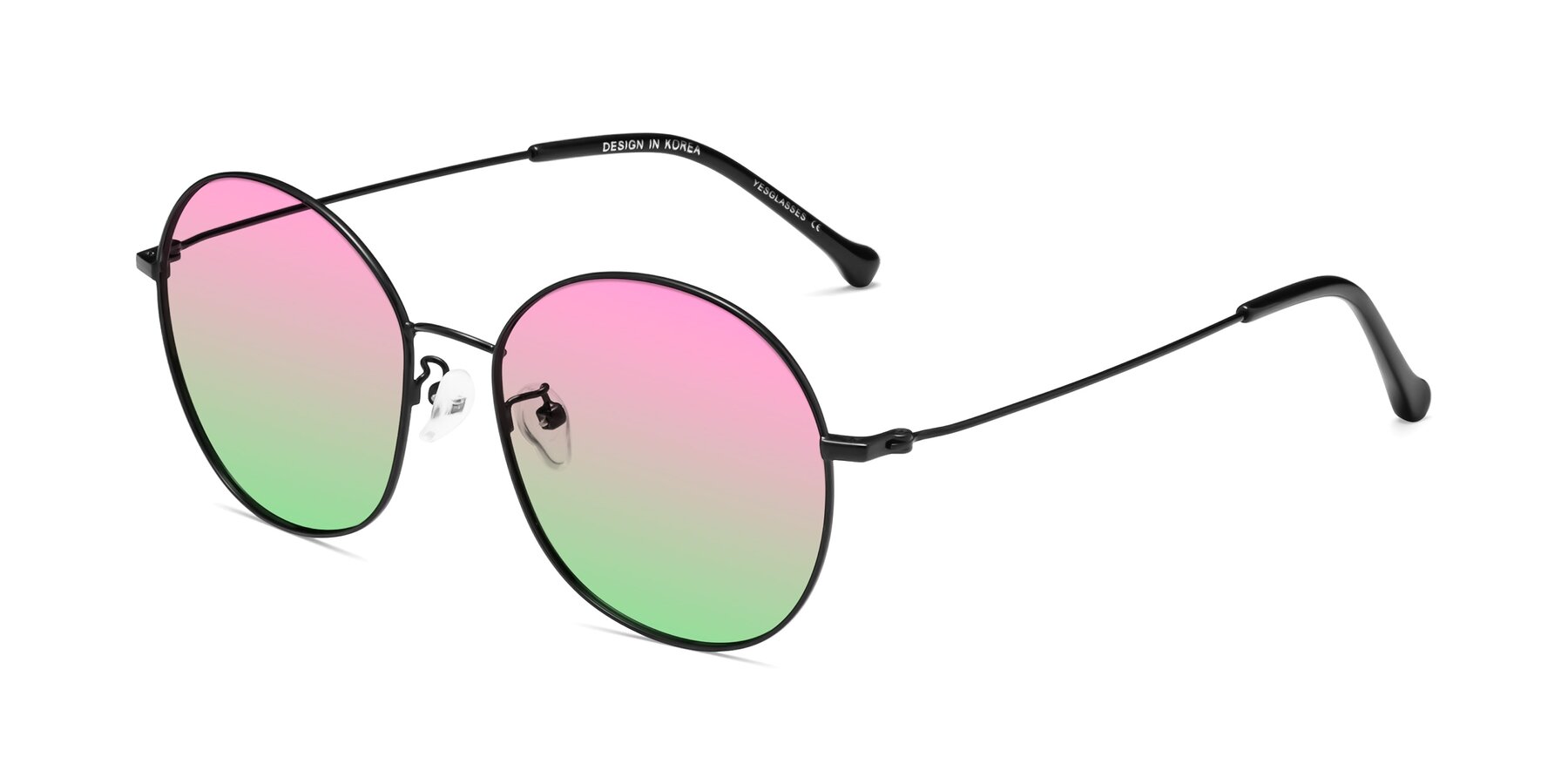 Angle of Dallas in Black with Pink / Green Gradient Lenses