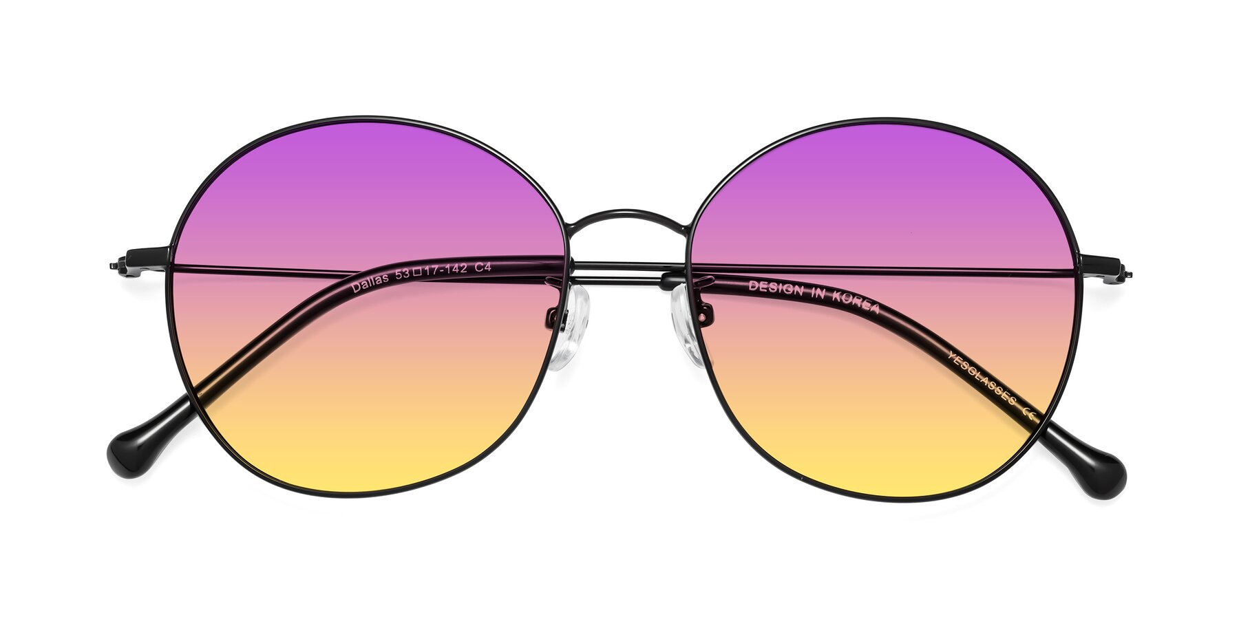 Folded Front of Dallas in Black with Purple / Yellow Gradient Lenses