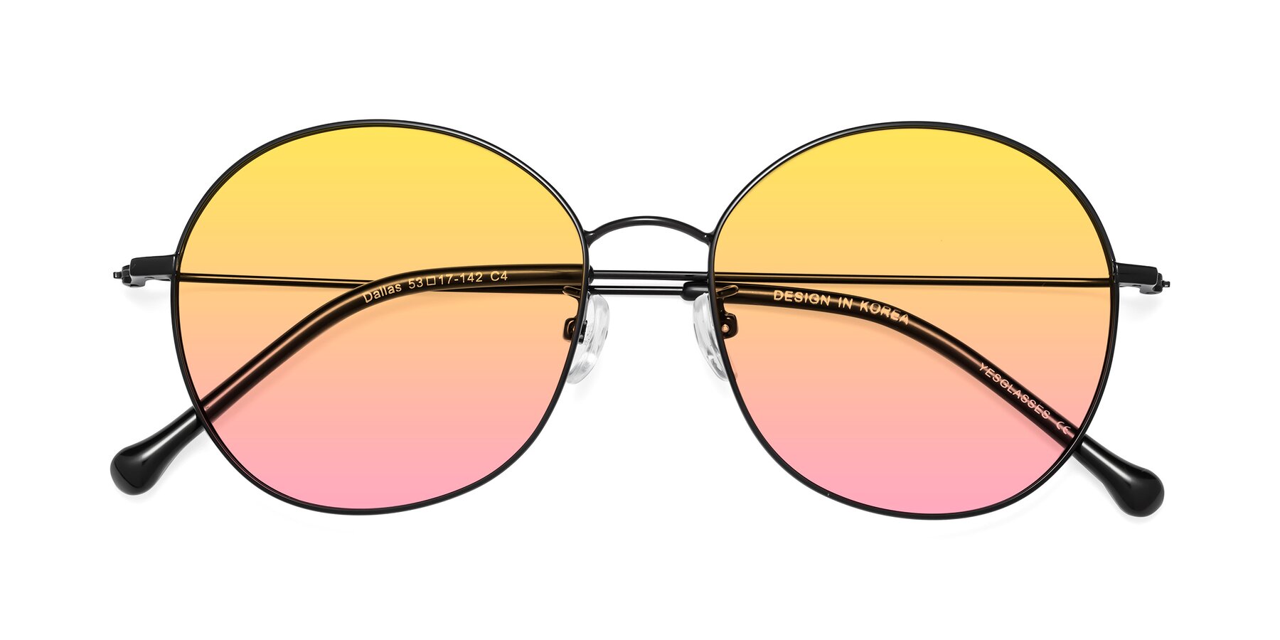 Folded Front of Dallas in Black with Yellow / Pink Gradient Lenses