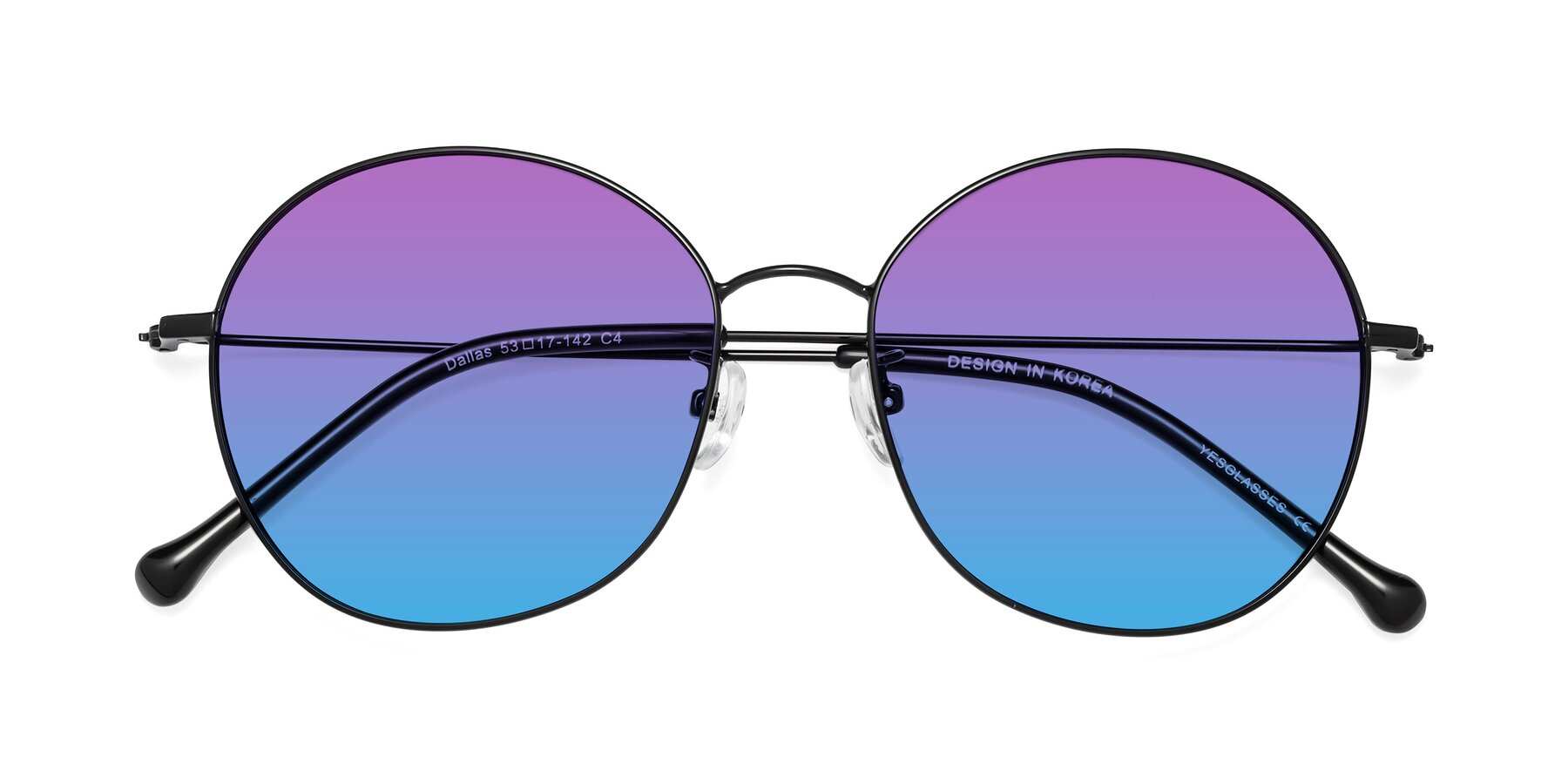 Folded Front of Dallas in Black with Purple / Blue Gradient Lenses