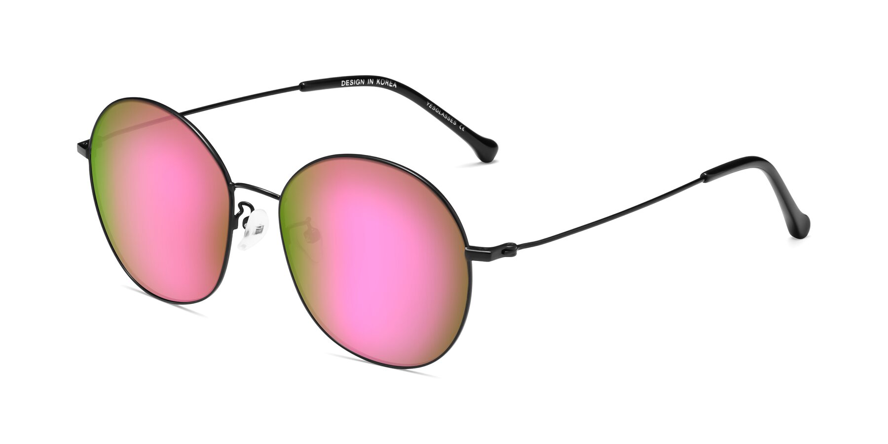 Angle of Dallas in Black with Pink Mirrored Lenses