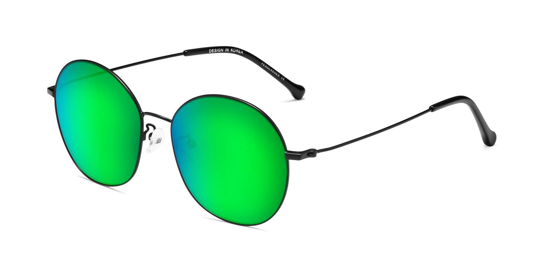 Angle of Dallas in Black with Green Mirrored Lenses