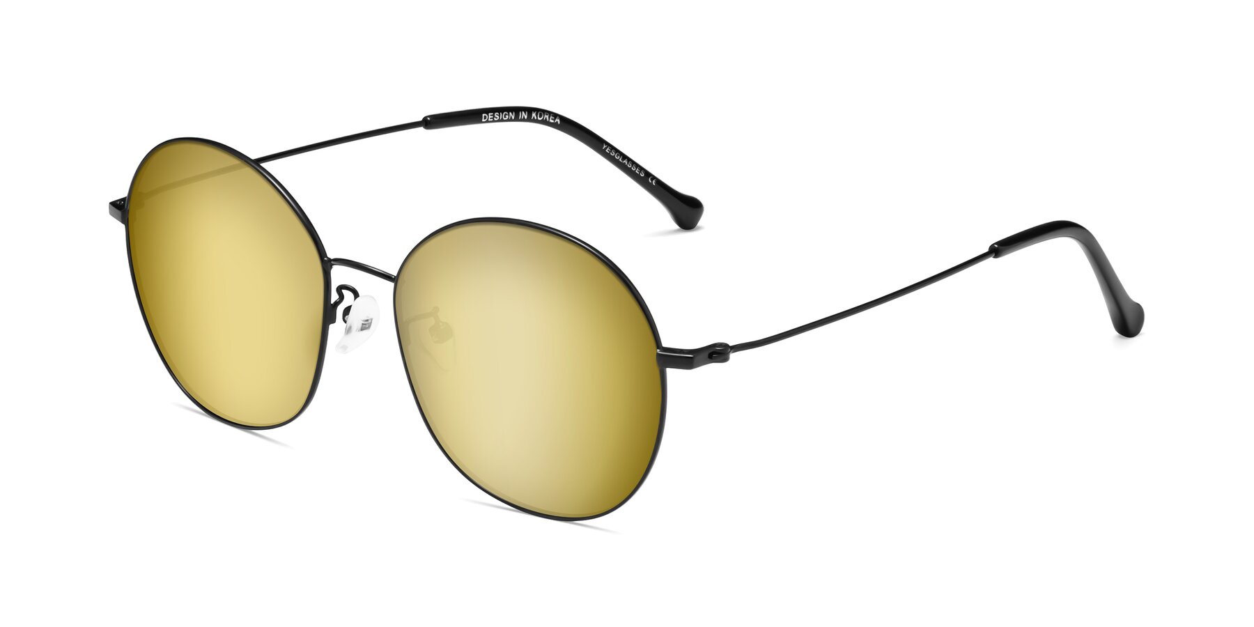 Angle of Dallas in Black with Gold Mirrored Lenses