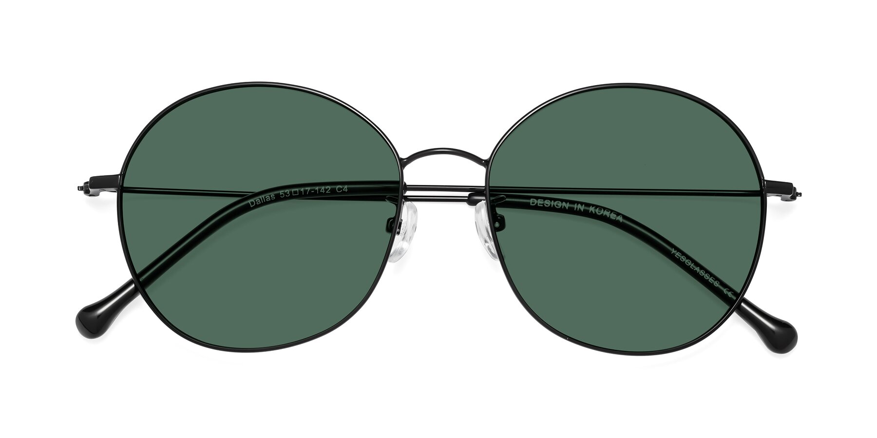 Folded Front of Dallas in Black with Green Polarized Lenses