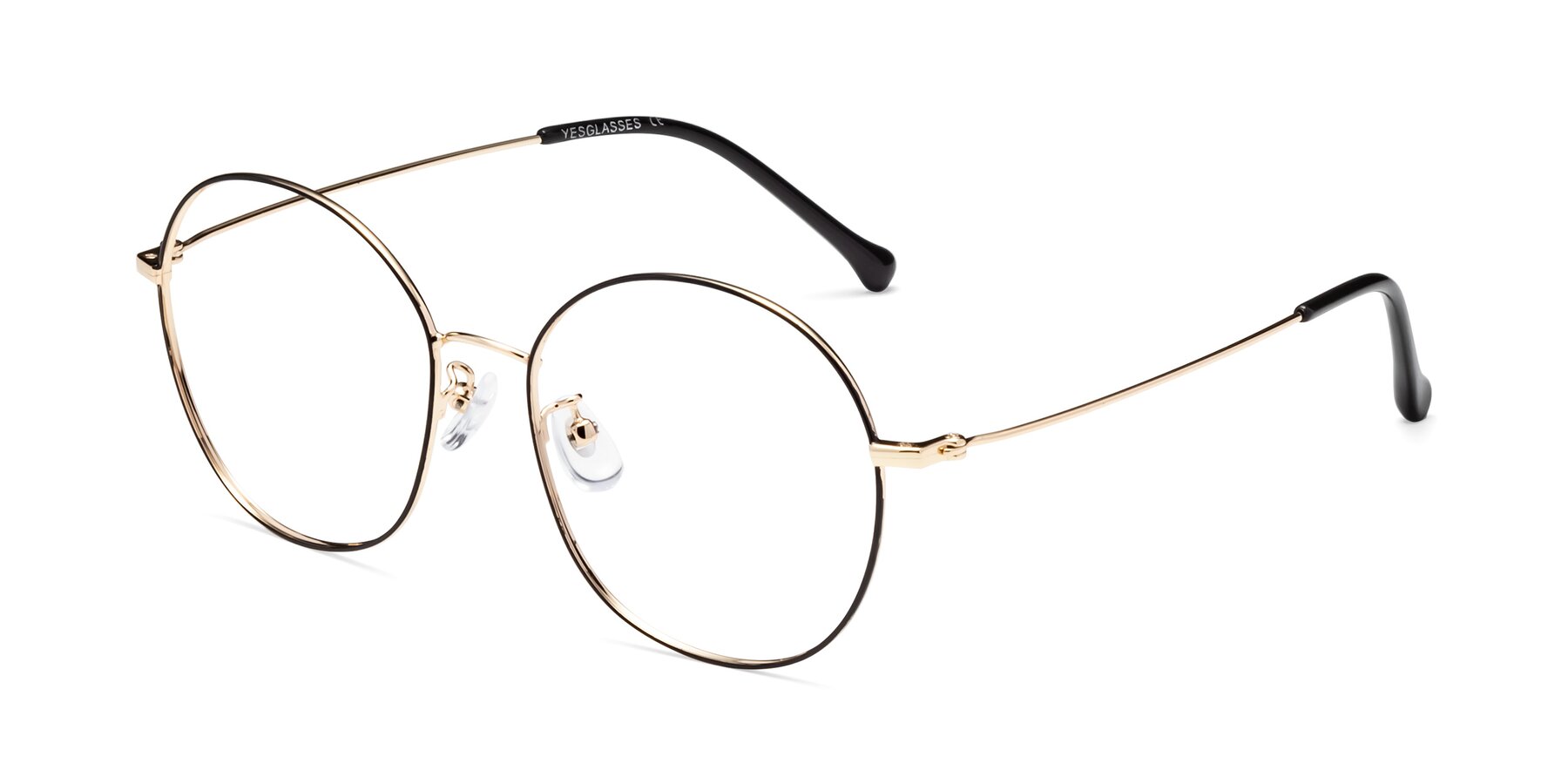 Angle of Dallas in Black-Gold with Clear Eyeglass Lenses