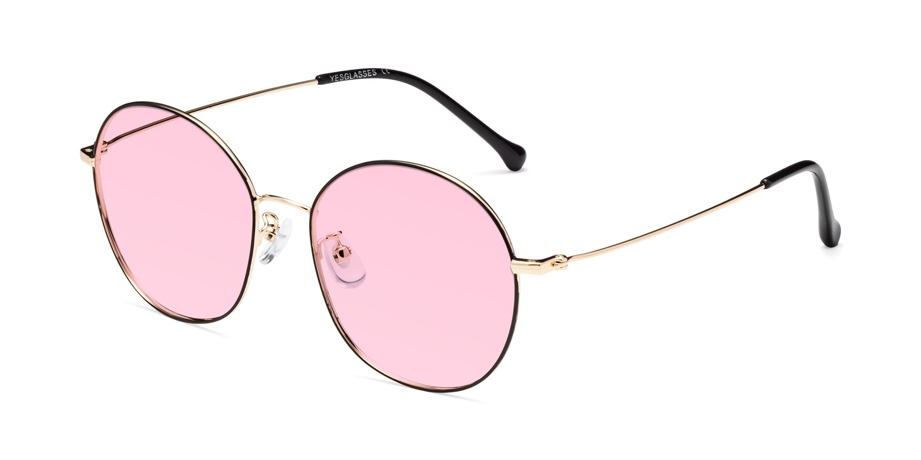 Angle of Dallas in Black-Gold with Light Pink Tinted Lenses