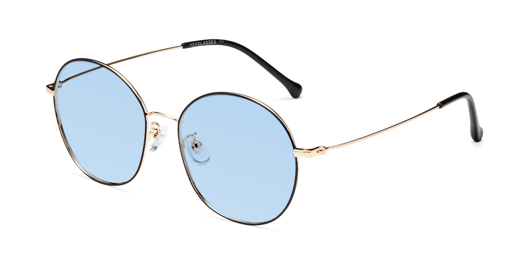 Angle of Dallas in Black-Gold with Light Blue Tinted Lenses