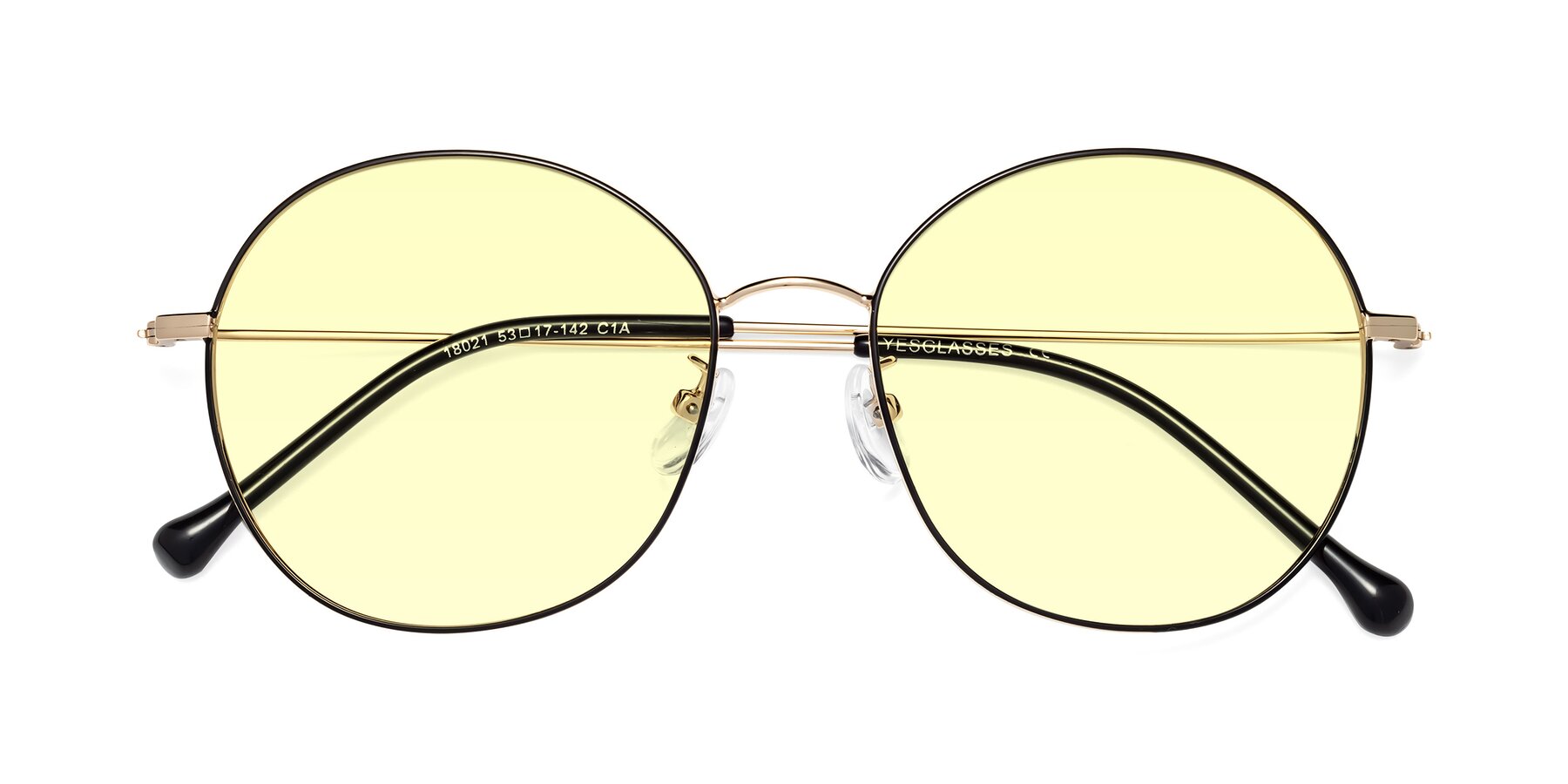 Folded Front of Dallas in Black-Gold with Light Yellow Tinted Lenses