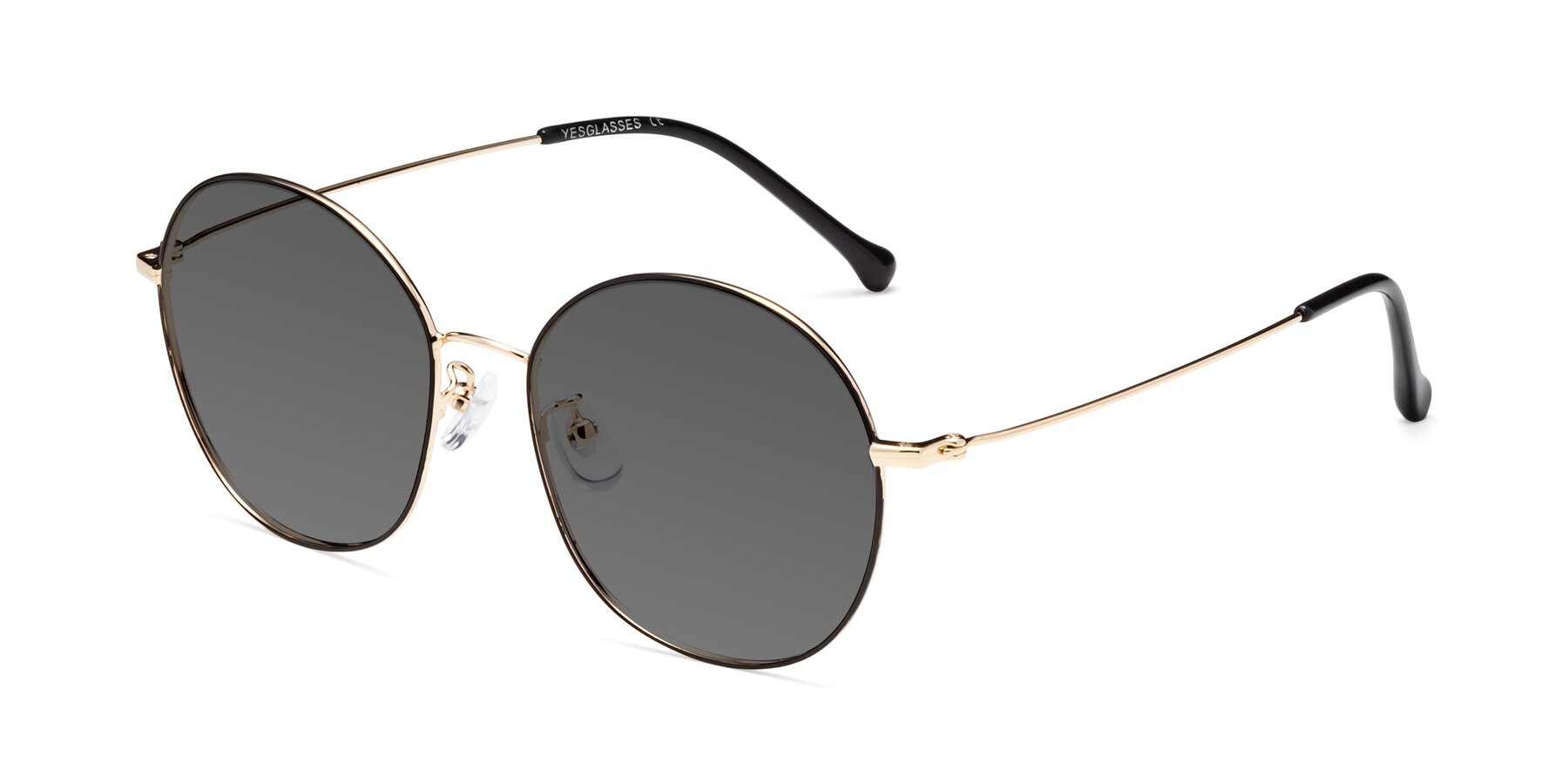 Angle of Dallas in Black-Gold with Medium Gray Tinted Lenses
