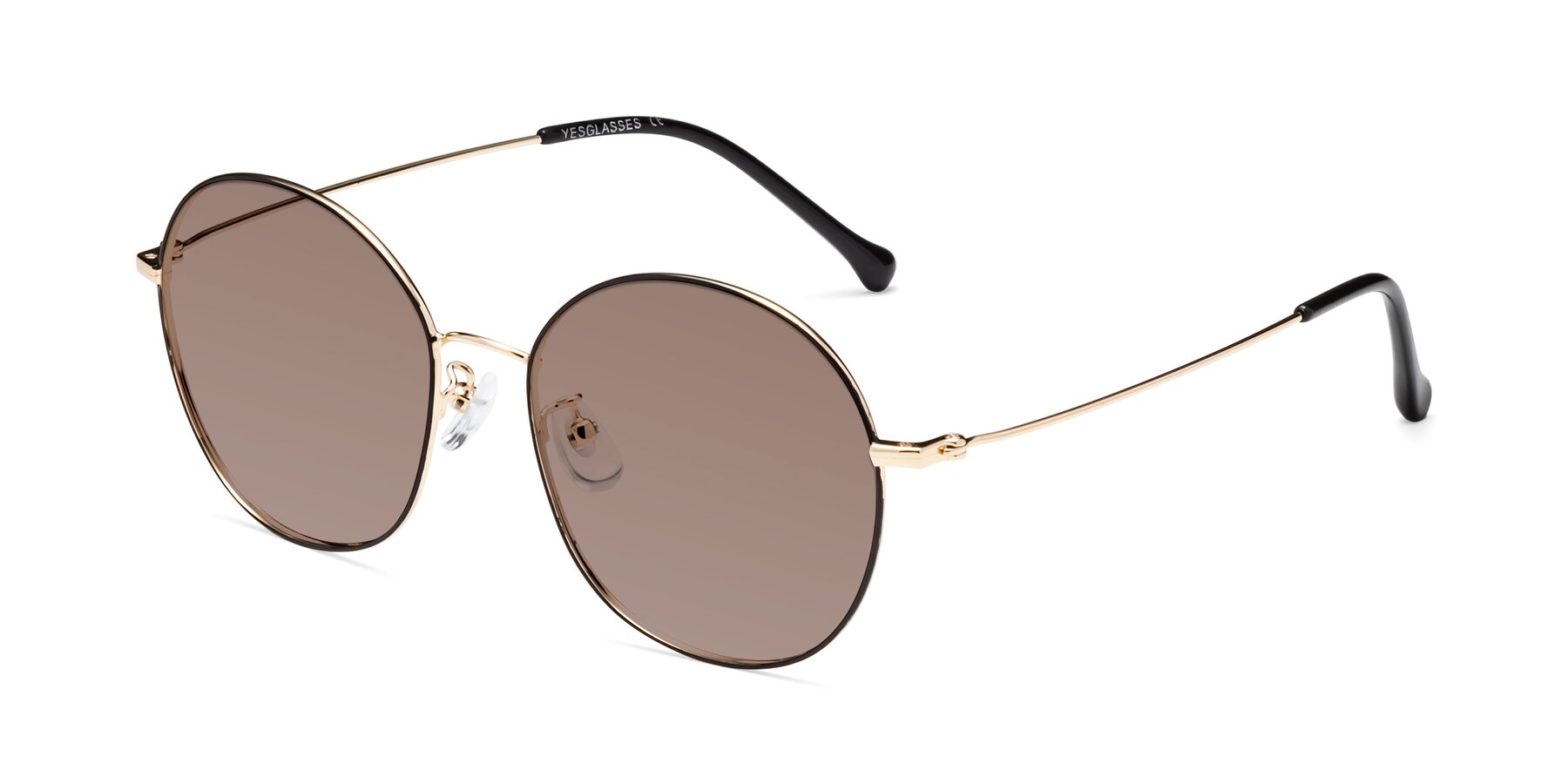 Angle of Dallas in Black-Gold with Medium Brown Tinted Lenses