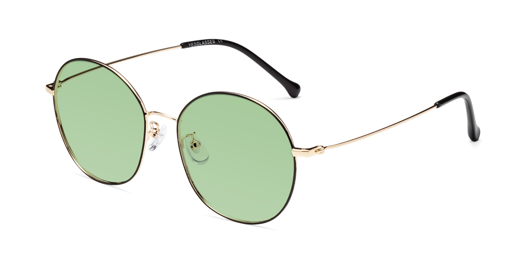 Angle of Dallas in Black-Gold with Medium Green Tinted Lenses