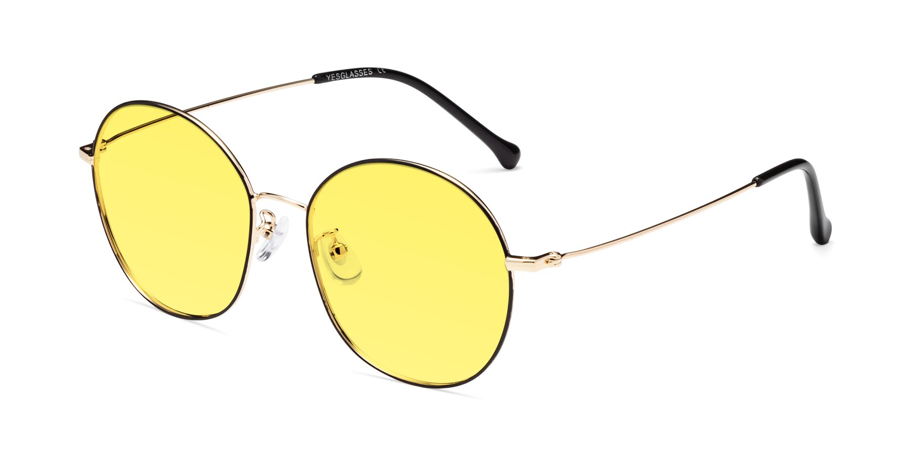 Angle of Dallas in Black-Gold with Medium Yellow Tinted Lenses