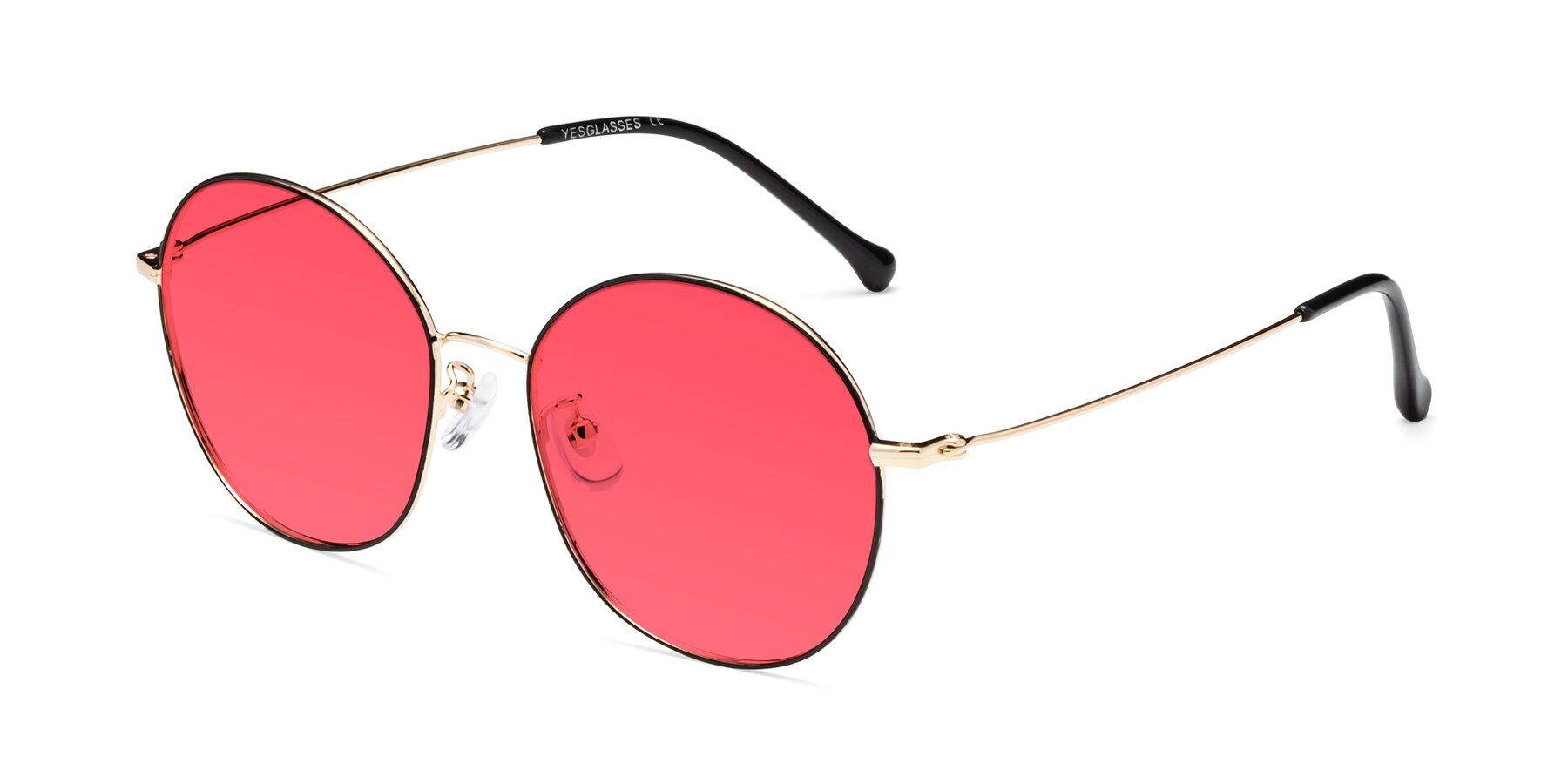 Angle of Dallas in Black-Gold with Red Tinted Lenses