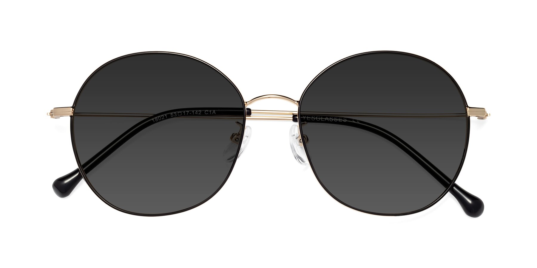 Folded Front of Dallas in Black-Gold with Gray Tinted Lenses