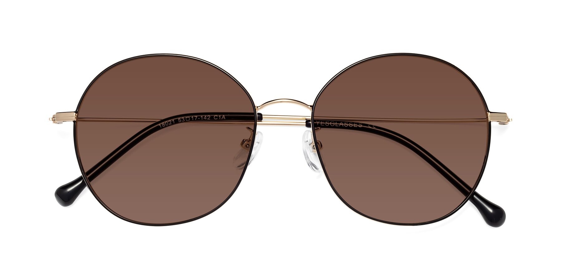 Folded Front of Dallas in Black-Gold with Brown Tinted Lenses