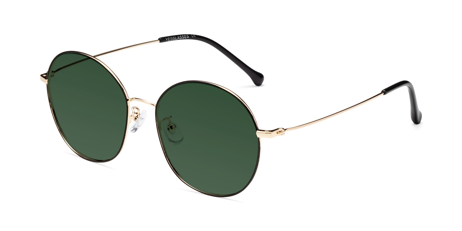 Angle of Dallas in Black-Gold with Green Tinted Lenses