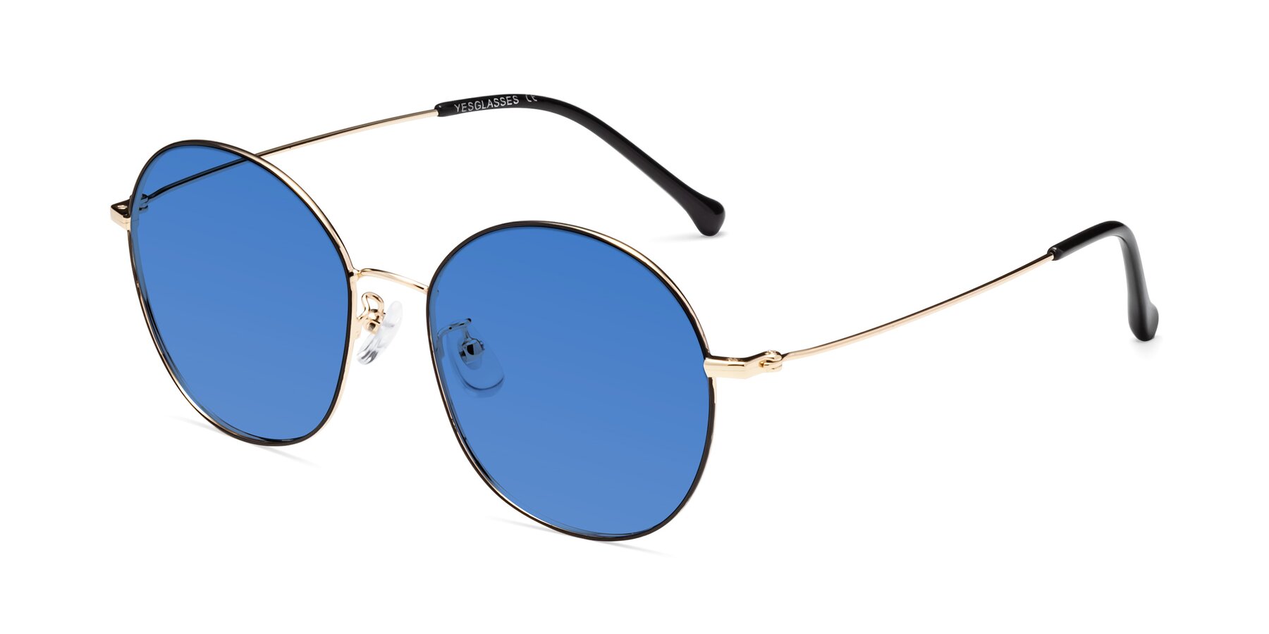 Angle of Dallas in Black-Gold with Blue Tinted Lenses
