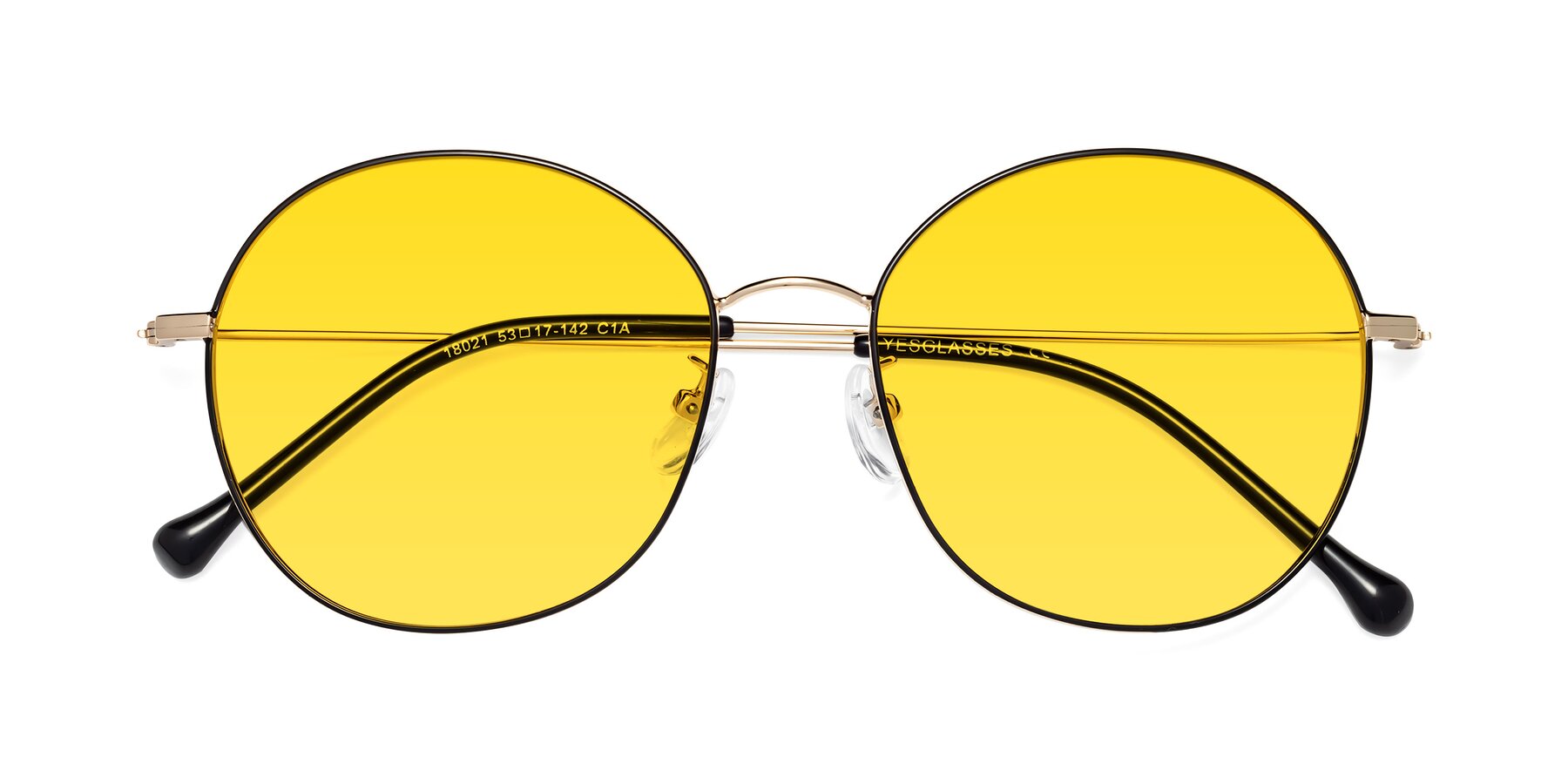 Folded Front of Dallas in Black-Gold with Yellow Tinted Lenses