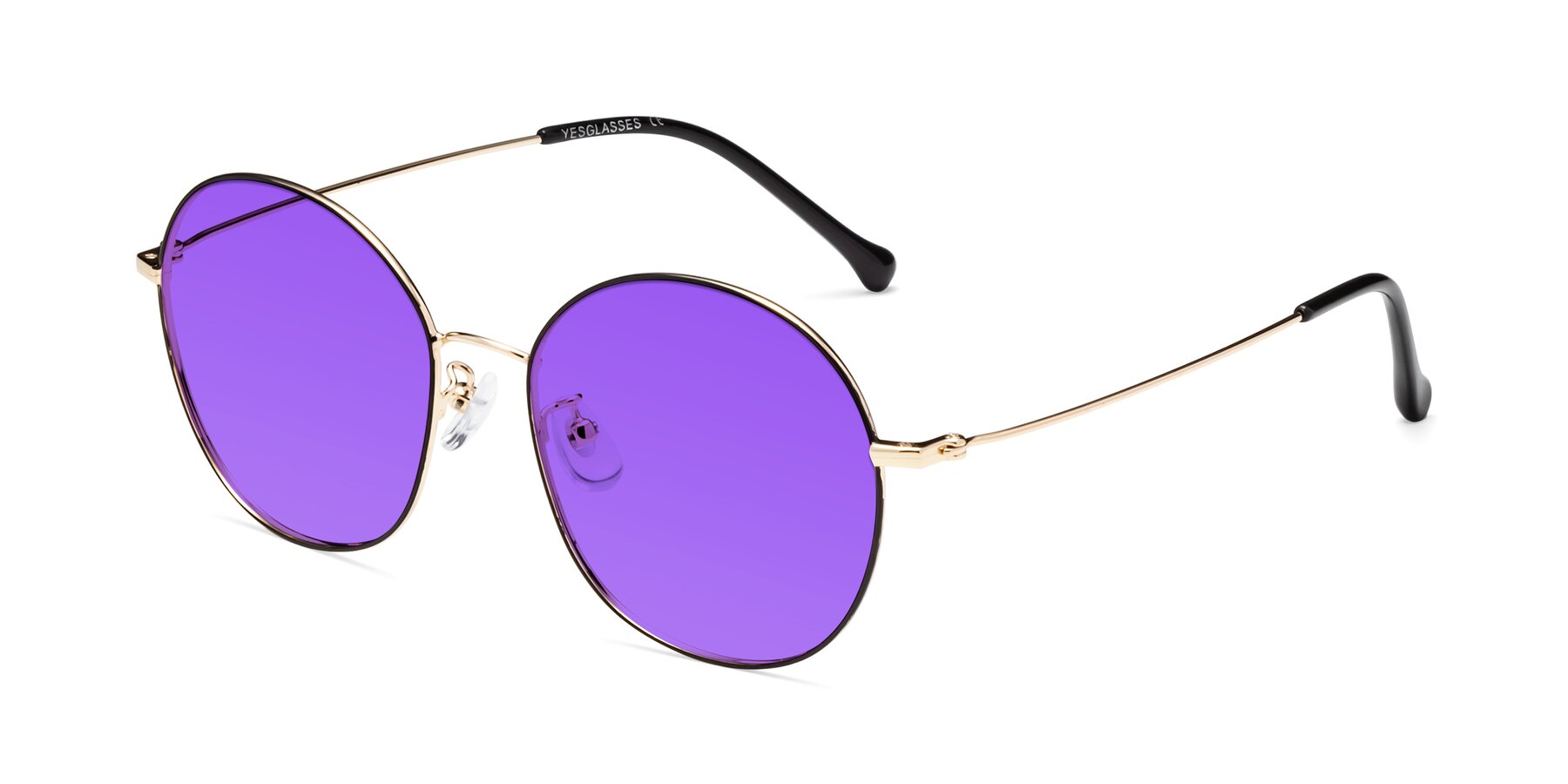 Angle of Dallas in Black-Gold with Purple Tinted Lenses
