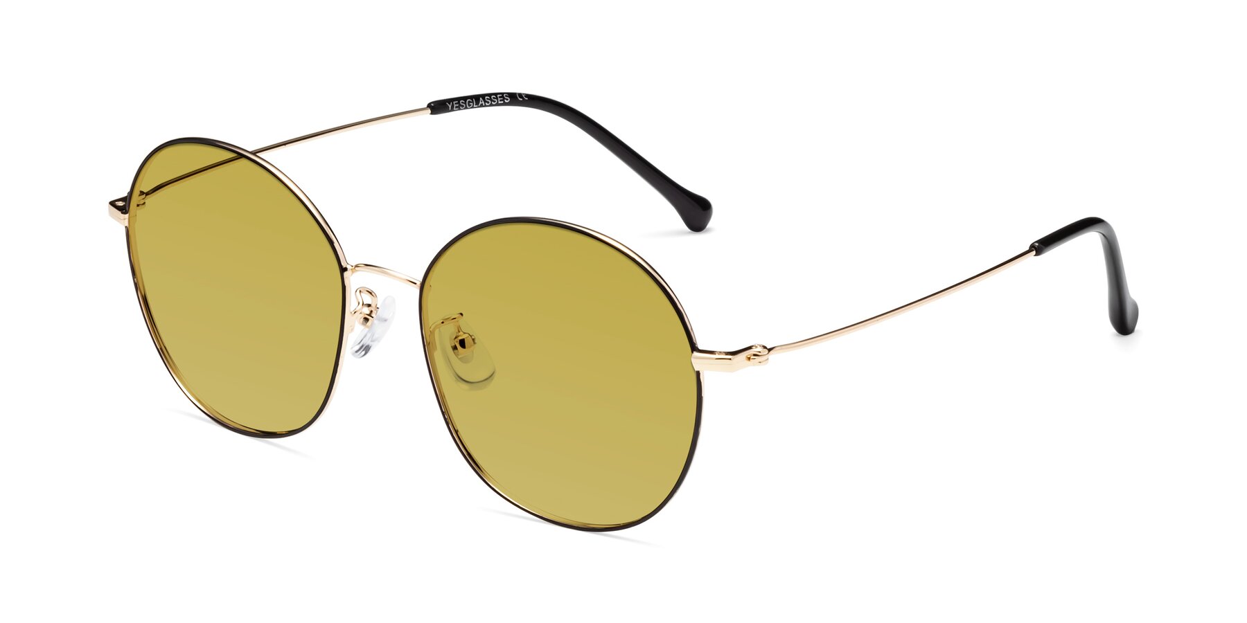 Angle of Dallas in Black-Gold with Champagne Tinted Lenses