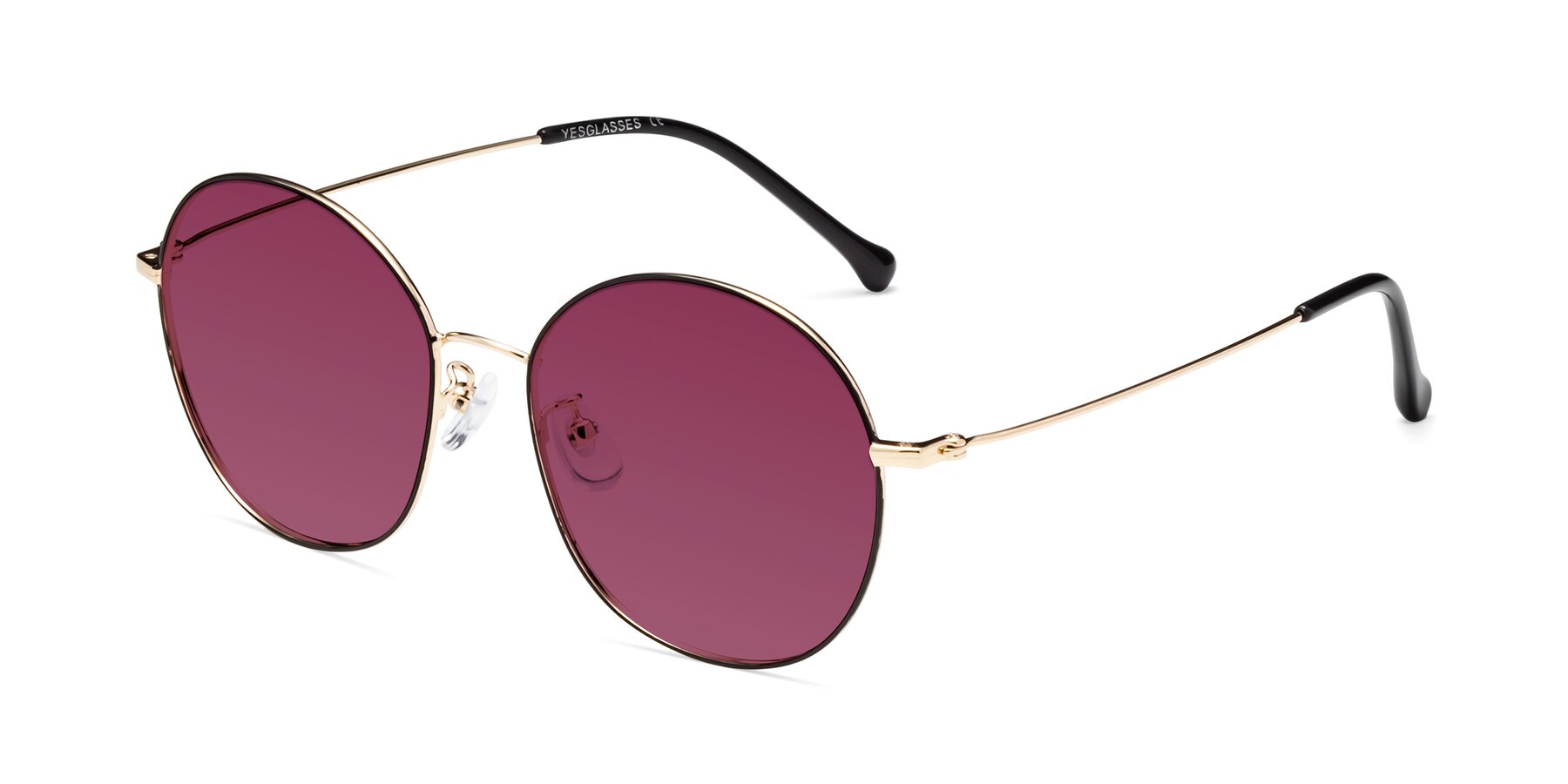 Angle of Dallas in Black-Gold with Wine Tinted Lenses