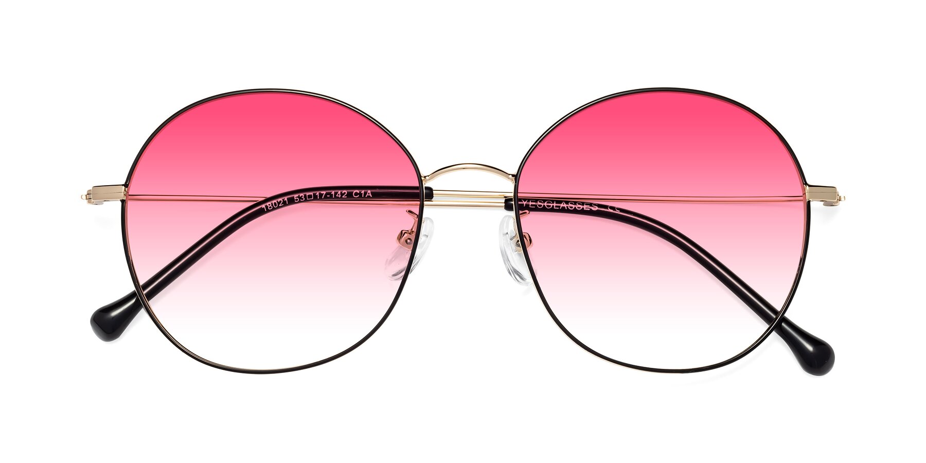 Folded Front of Dallas in Black-Gold with Pink Gradient Lenses