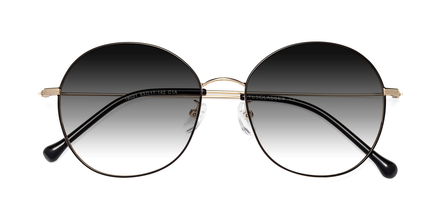Folded Front of Dallas in Black-Gold with Gray Gradient Lenses