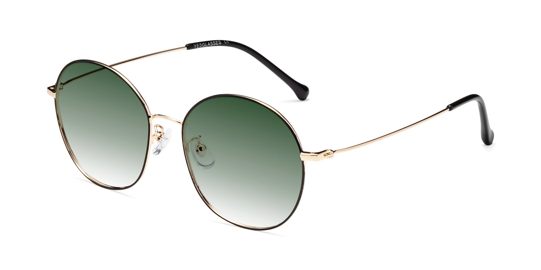 Angle of Dallas in Black-Gold with Green Gradient Lenses