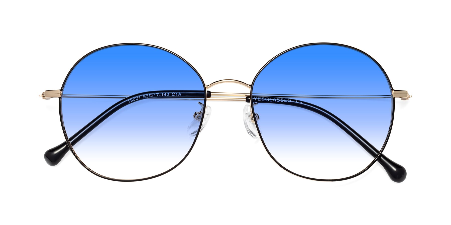 Folded Front of Dallas in Black-Gold with Blue Gradient Lenses