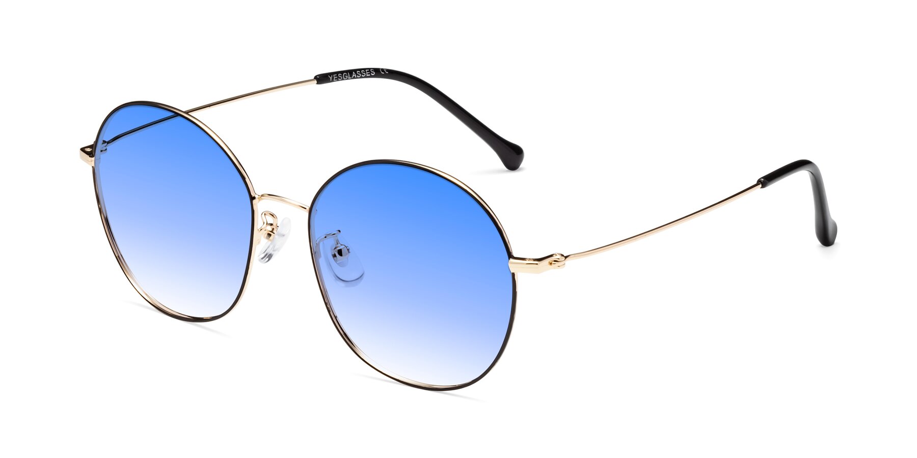 Angle of Dallas in Black-Gold with Blue Gradient Lenses