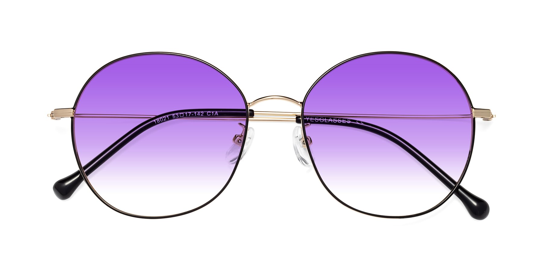 Folded Front of Dallas in Black-Gold with Purple Gradient Lenses