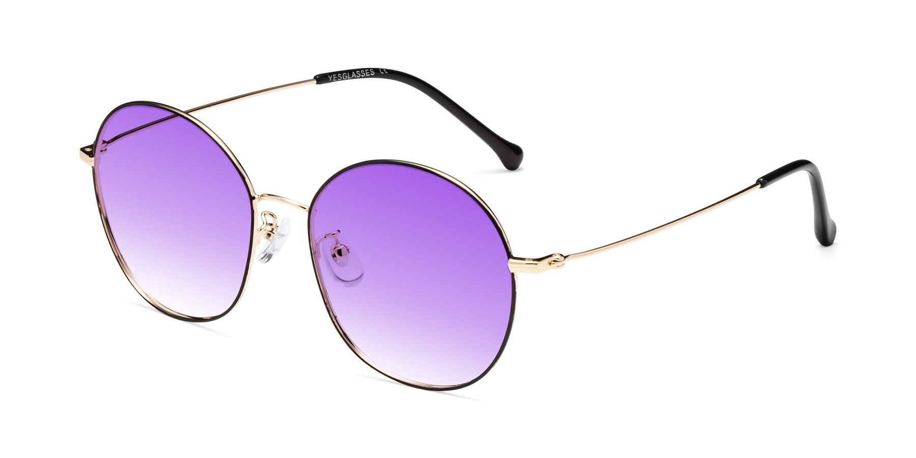 Angle of Dallas in Black-Gold with Purple Gradient Lenses