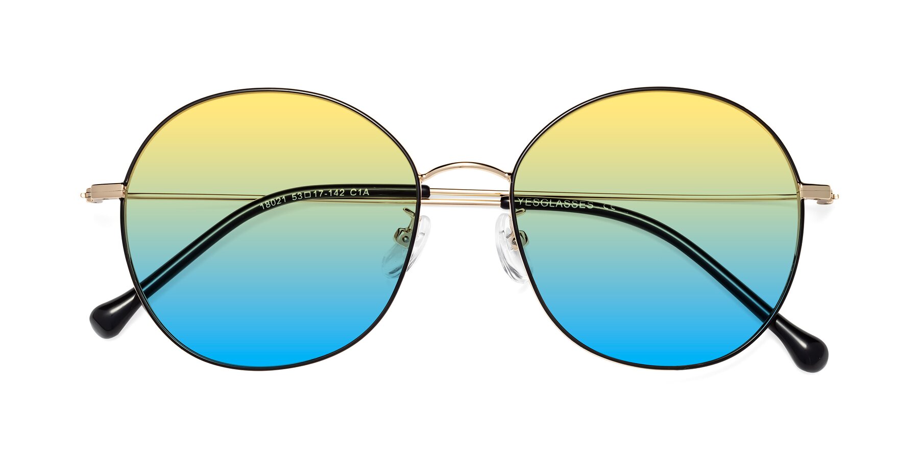 Folded Front of Dallas in Black-Gold with Yellow / Blue Gradient Lenses