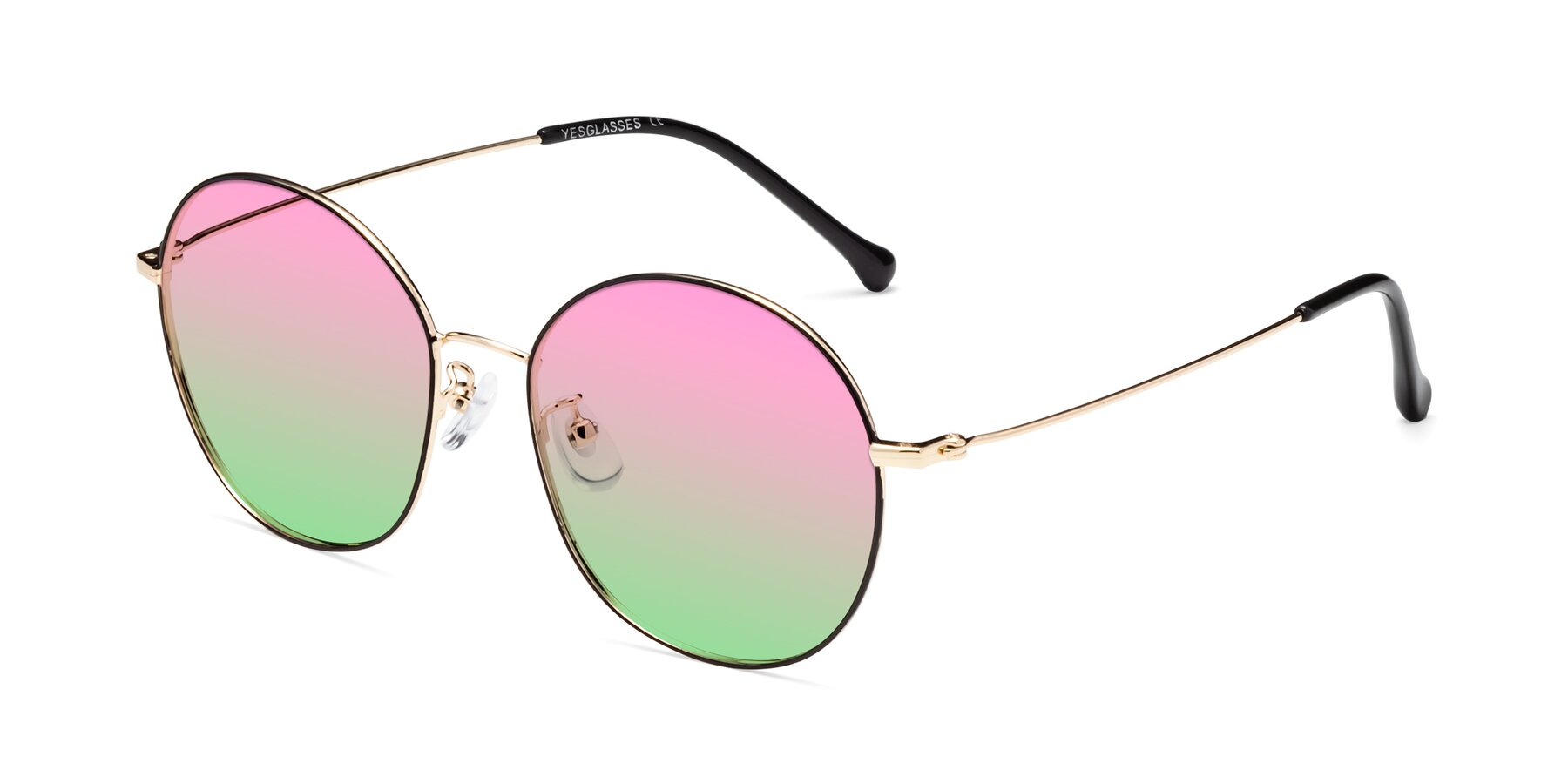 Angle of Dallas in Black-Gold with Pink / Green Gradient Lenses