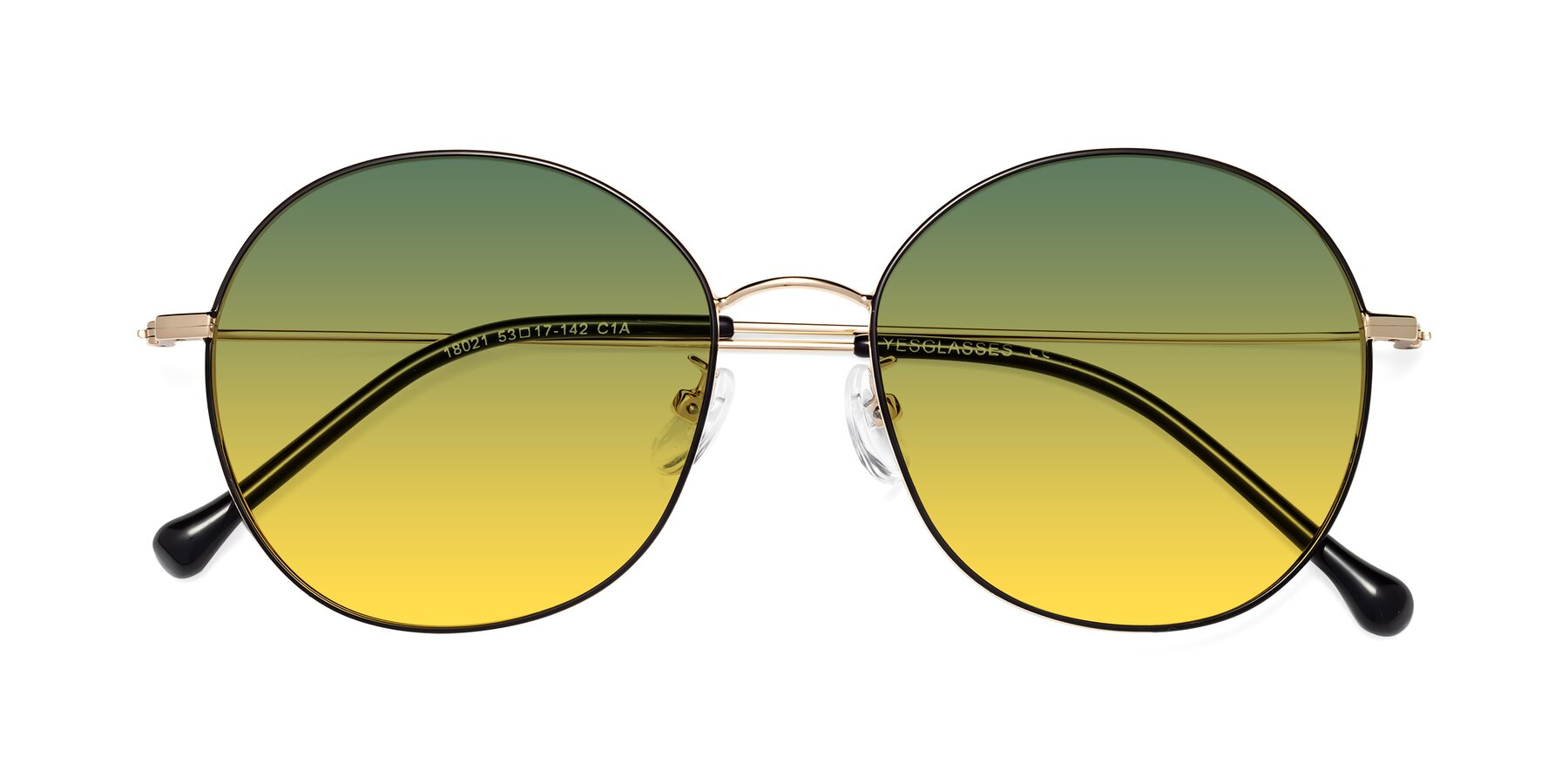 Folded Front of Dallas in Black-Gold with Green / Yellow Gradient Lenses