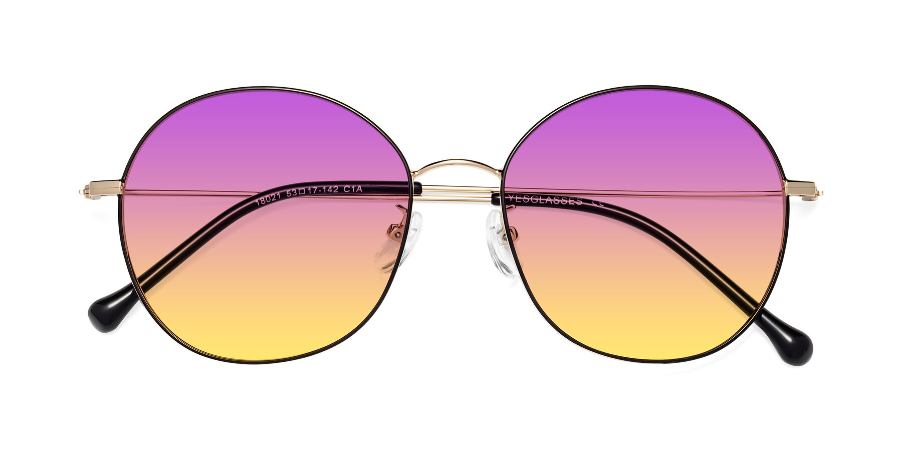 Folded Front of Dallas in Black-Gold with Purple / Yellow Gradient Lenses