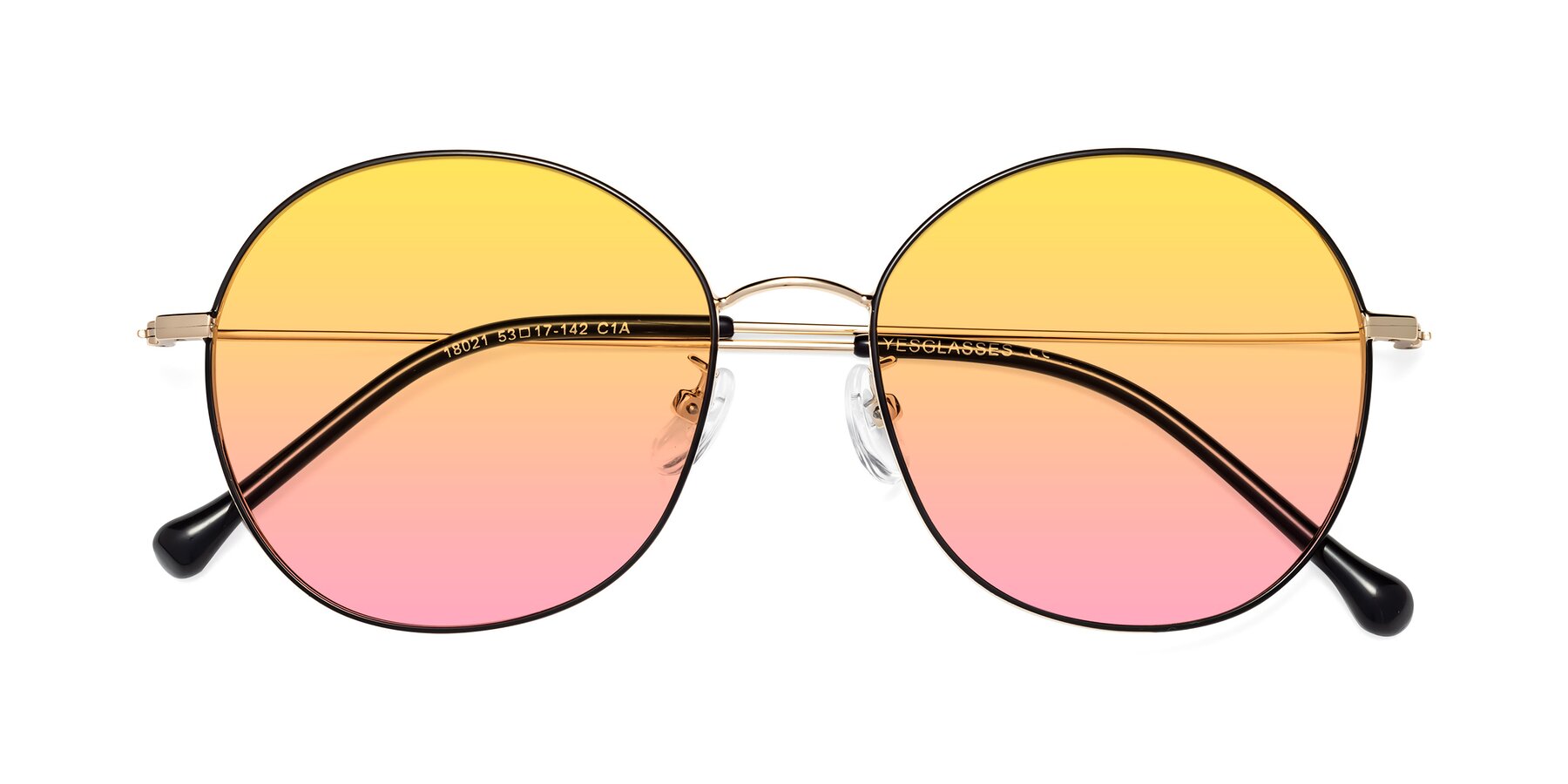 Folded Front of Dallas in Black-Gold with Yellow / Pink Gradient Lenses